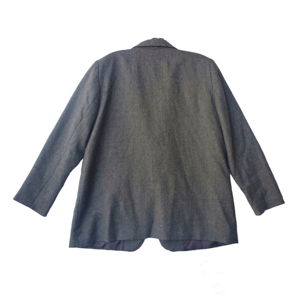 100% Wool Blazer Coat Jacket Single Button Waist 16P Grey - Picture 3 of 11